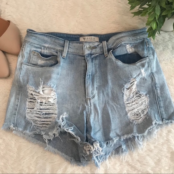 Guess Pants - Guess Distressed Jean Shorts